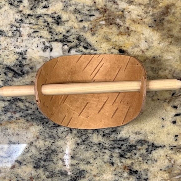 Carved Wood Hair Barrette with Stick - Picture 2 of 2